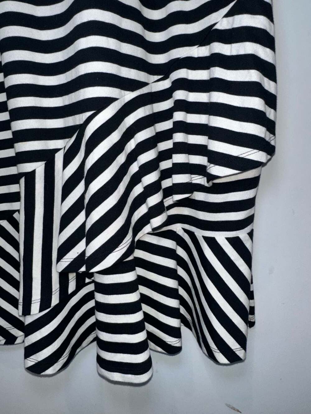 100% Cotton Ralph Lauren Women's Striped Asymmetrical Flounce Dress Blue White L - Picture 5 of 9